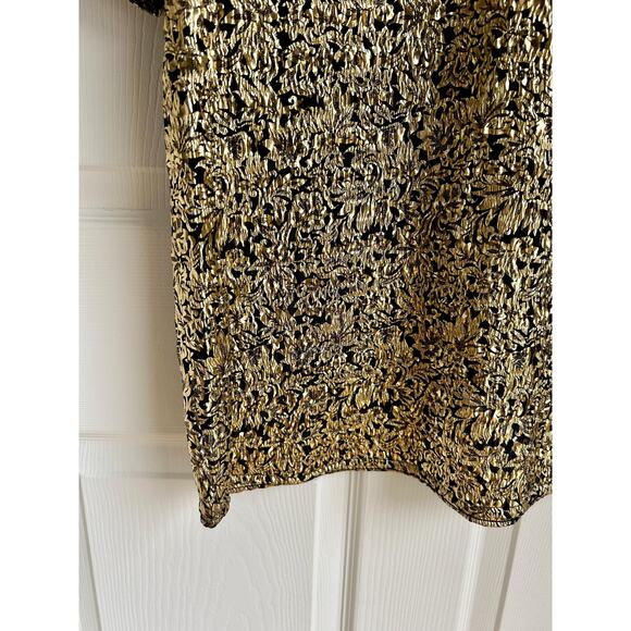 Vintage 90's Gold and Black Metallic Short Sleeve Blouse Size Large - Picture 4 of 7